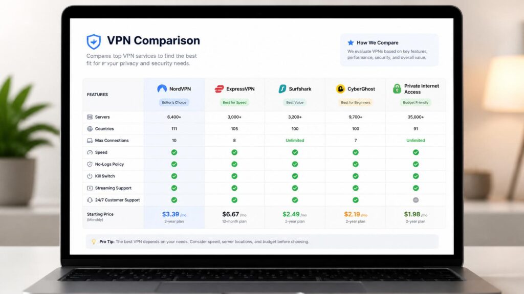 Comparatif de services VPN pour le streaming IPTV