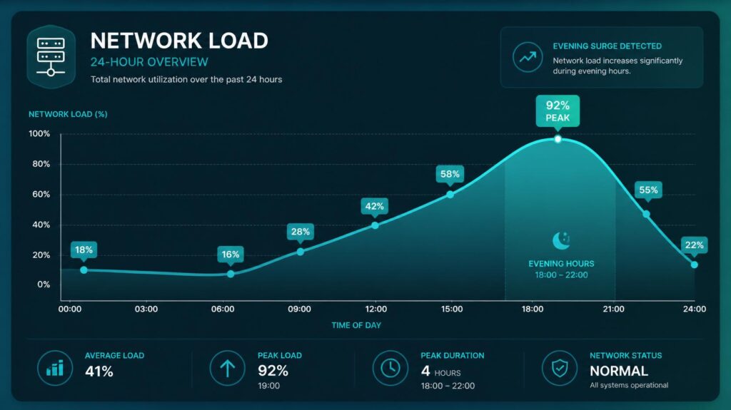  Graphique de la charge réseau IPTV en soirée