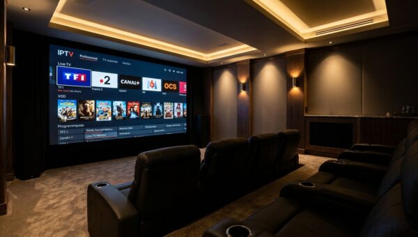 home cinéma premium avec interface iptv pro 4k chaînes françaises écran oled