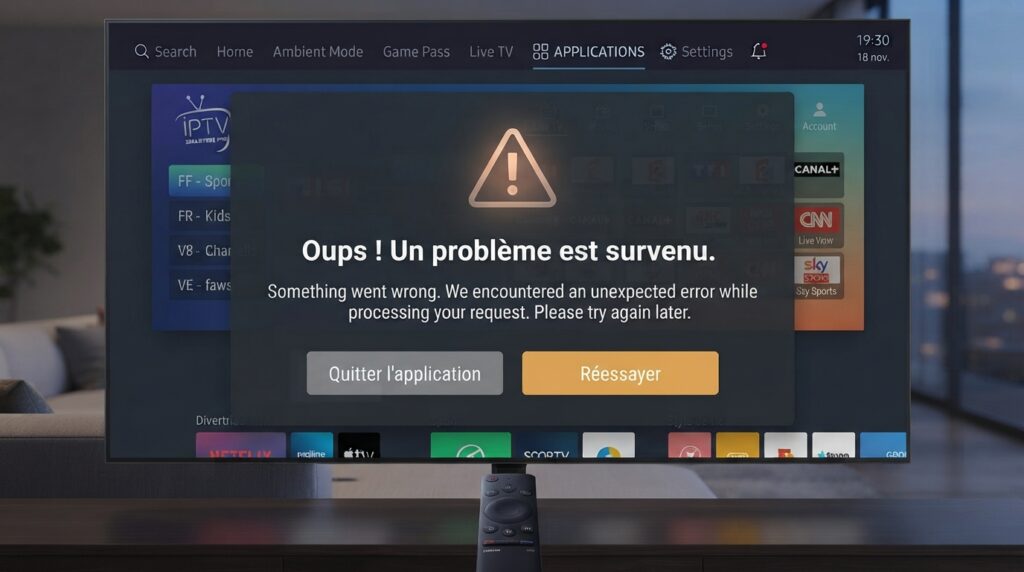 iptv smarter pro ne fonctionne plus erreur affichée