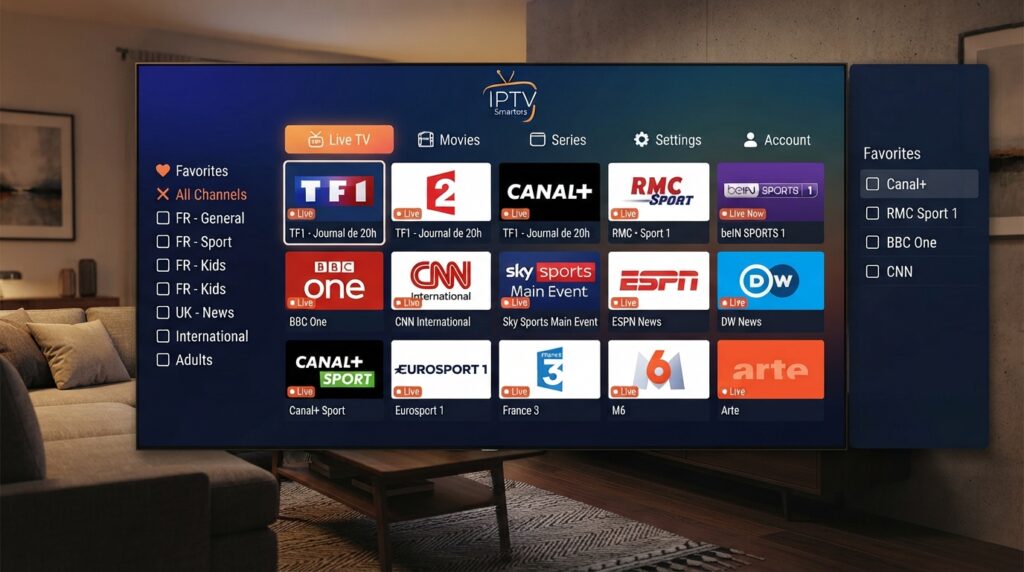 interface application iptv smarter pro sur smart tv