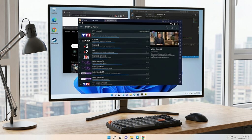 XCIPTV Player utilisé sur Windows via émulateur Android