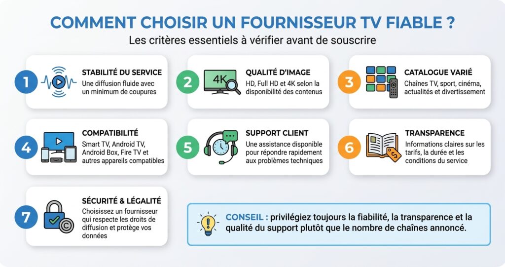  choisir agence iptv fiable criteres france