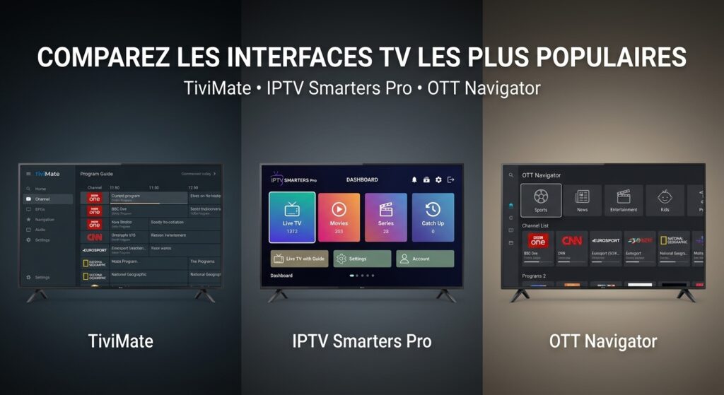 meilleur application iptv interfaces comparées