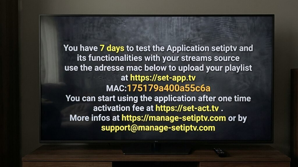 set iptv adresse mac ecran accueil